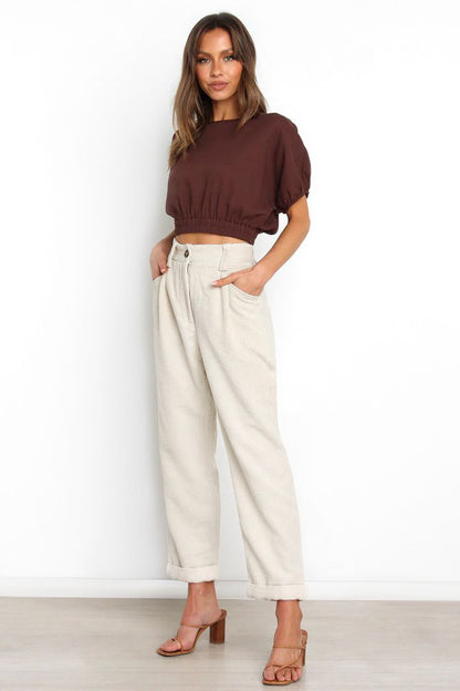 Corduroy Pocket Women Straight-Leg Trousers Wholesale Pants