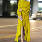 Doll Sleeve Solid Color Temperament Creative Irregular Maxi Dress Wholesale Dresses