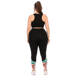 Sport Zip Bra & Leggings Printed Curvy Fitness Yoga Suits Workout Plus Size Two Piece Sets Wholesale Activewears