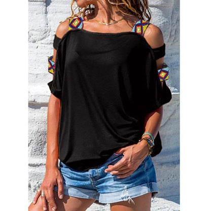 Casual Off Shoulder Top Solid Color Short Sleeve Wholesale Clothing Tshirts