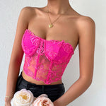 Lace Mesh Rose Strapless Corsets Wholesale Womens Tops