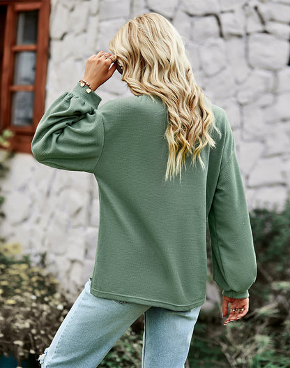 Casual V Neck Knit Tops Solid Color Loose Wholesale Womens Long Sleeve T Shirts