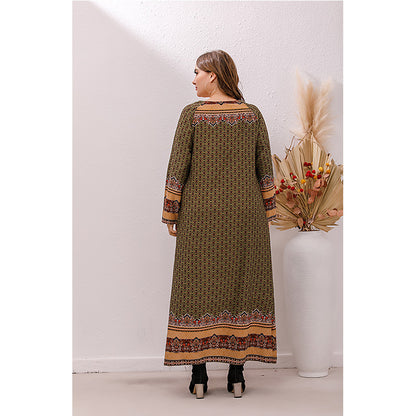 Crew Neck Loose Curvy Maxi Dresses Wholesale Plus Size Clothing