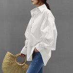 Casual Lapel Solid Color Single-Breasted Blouses Wholesale Womens Long Sleeve T Shirts