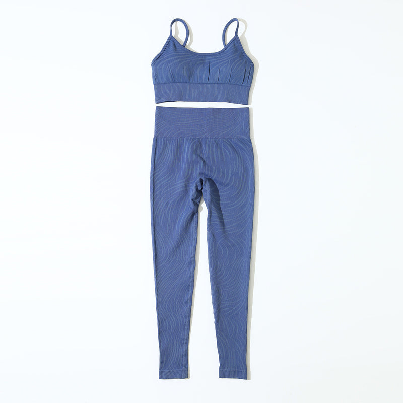 Athletic Bra & Leggings Activewear Wholesale Workout Clothes Seamless Knit Printed Yoga 2pcs Sets