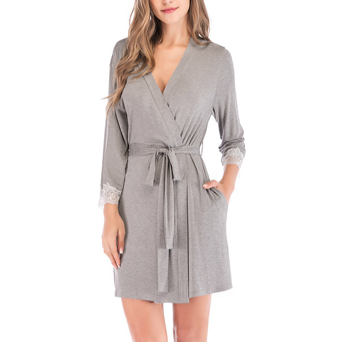 Lace Nightdress 3/4 Sleeve Sexy Nightgown Wholesale Loungewear