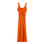 Cutout Orange Fashion Hip Slit Sling Knit Bodycon Dress Sexy Wholesale Jersey Dresses