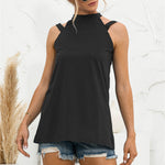 Solid Color Casual Off Shoulder Loose Sleeveless Womens Shirts Wholesale Tank Tops