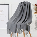 Casual Solid Color Faux Cashmere Tassels Shawl Wholesale Scarf