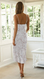 Tie Dye Print Sleeveless Sundresses Slit Mid-Length A-Line Dress Beach Wholesale Dresses SD531061