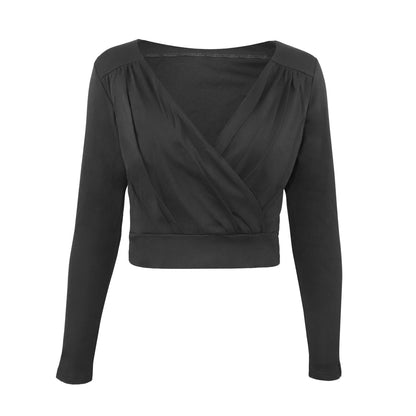 Sexy V Neck Top Solid Color Slim Long Sleeve Wholesale Crop Tops