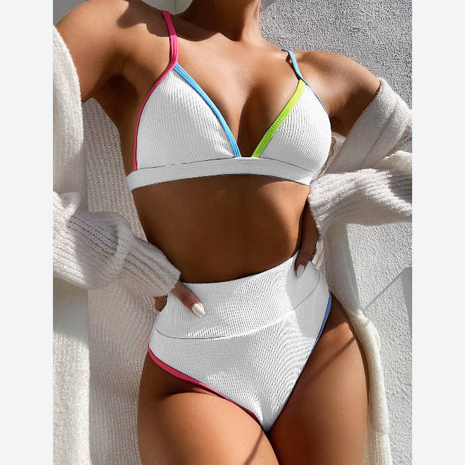 Colorblock Split Swimsuit Bikini Sets Wholesale Womens Swimwear