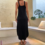 Sling Black Sleeveless Strapless Irregular Hem Maxi Dress Wholesale Dresses