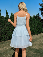 Solid Color V-Neck Ruffled Suspender Dress Wholesale Dresses