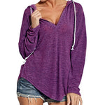 Solid Color Casual Long Sleeves Hooded Sweatshirt Wholesale Womens Tops