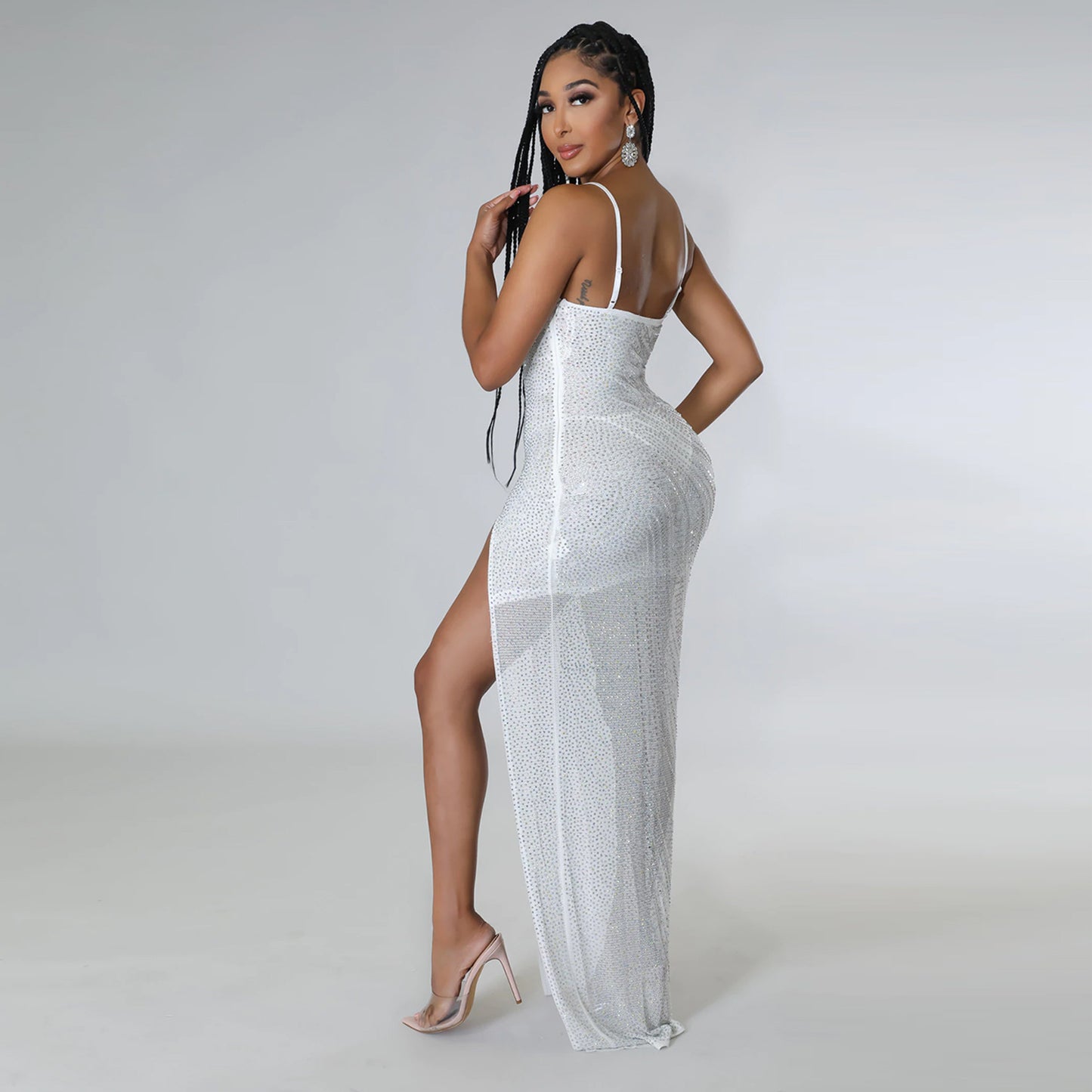 Women'S Sexy Rhinestone Slit Sling Bodycon Dress Wholesale Maxi Dresses