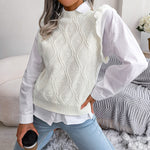 Solid Color Sleeveless Sweater Frill Sleeve Vests Wholesale Womens Tops