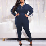 Wholesale Plus Size Women Clothing Color Contrast Splicing Hooded Fashion Tight Two-Piece Suit