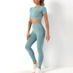 Running Fitness T Shirts & Leggings Seamless Yoga Suits Wholesale Activewear Sets