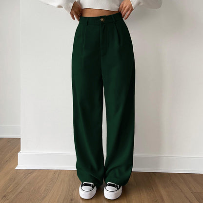 Fashion Casual Solid Color High Waist Straight Wholesale Pants