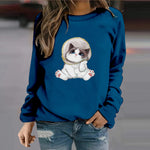 Fashion Casual Loose Animal Print Tops Long Sleeve Crew Neck Wholesale Womens Sweatshirts
