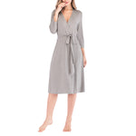 3/4 Sleeve Lace-Up Modal Loose Women Nightgown Wholesale Loungewear