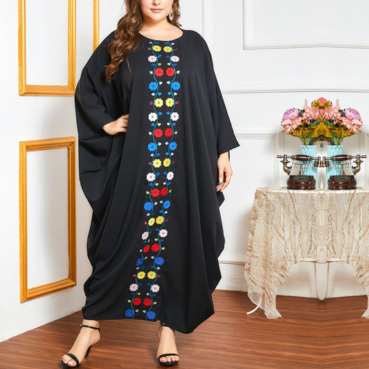 Robe Long Sleeve Loose Embroidered Curvy Dresses Wholesale Plus Size Clothing