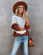 Contrasting Color Simple Round Neck Long Sleeve Loose Sweater Wholesale Women Top