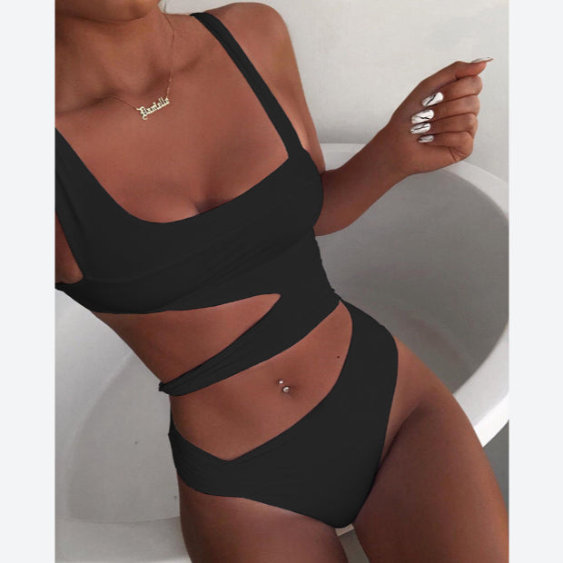 Printed & Plain Cutout One Piece Swimwear Bikinis Sexy Womens Swimsuit Wholesale Vendors