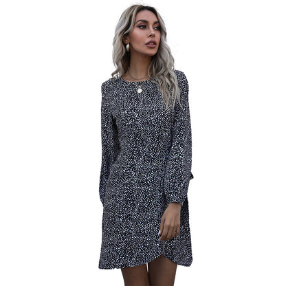 Women Fashion Long Sleeve Leopard Print Wholesale Wrap Dresses With Belt