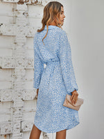 Fashion Slim Lace-Up Floral Print Shirtdress Wholesale Dresses