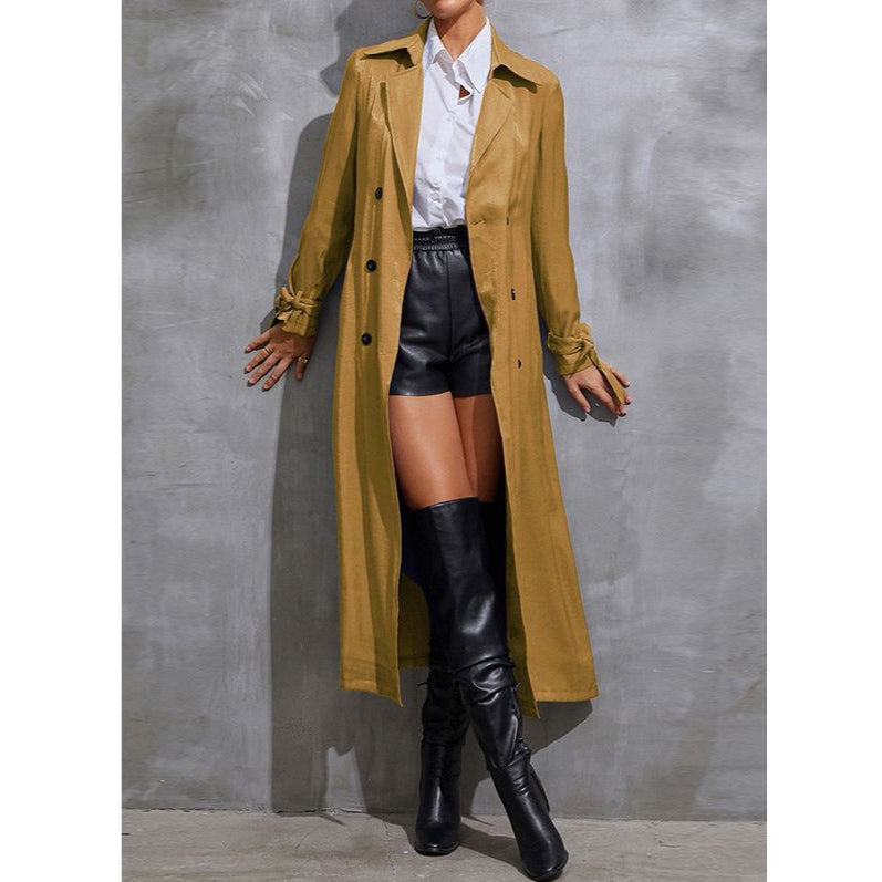 Solid Color Fashion Mid-Length Trench Coat Wholesale Coats And Jackets