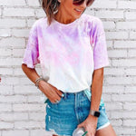 Gradient Print Casual Short-Sleeved Round Neck All-Match T-Shirt Wholesale Women Tops