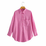 Cotton & Linen Plain Long-Sleeve Lapel Sunscreen Shirts Business Casual Women Summer Wholesale Blouse