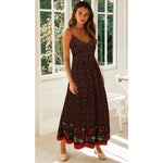 Sundresses Boho Style Print Deep-V Neck Sling Sexy Swing Maxi Dresses Wholesale Bohemian Dress For Women