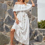 Fringe Big Lapels Floral Print Off Shoulder Resort Maxi Dresses Wholesale Bohemian Dress For Women