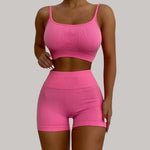 Solid Color Tight Fitting Sports Tops & Shorts Yoga Suits Wholesale Activewear Sets SON561900