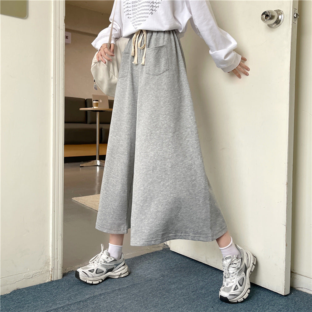 Women Loose Three-Quarter Drawstring Wide Leg Casual Pants Wholesale Clothing Vendors