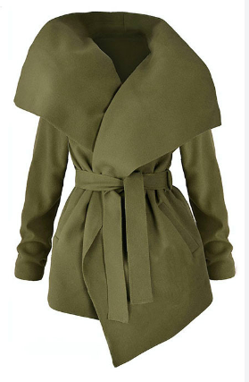 Xmas Surplice Collar Wholesale Asymmetrical Coat For Women