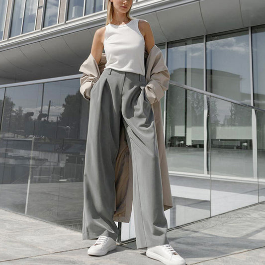 Fashion Loose High Waist Casual Wide Leg Trousers Wholesale Pants