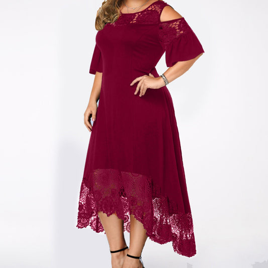 Off Shoulder Women Curvy Lace Maxi Dresses Plus Size Wholesale Clothing