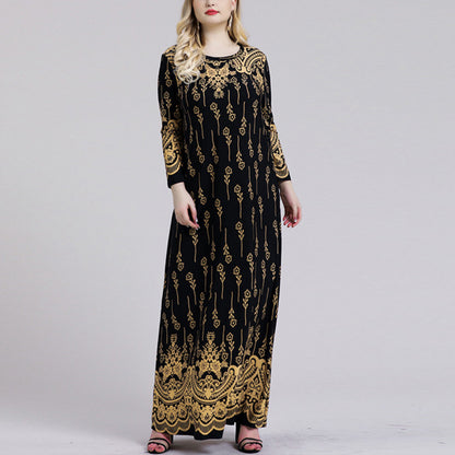 Long Sleeve Printed Curvy Dresses Wholesale Plus Size Clothing