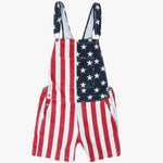 Independence Day American Flag Printed Patriotic Womens Short Denim Jumpsuits Casual Wholesale Rompers