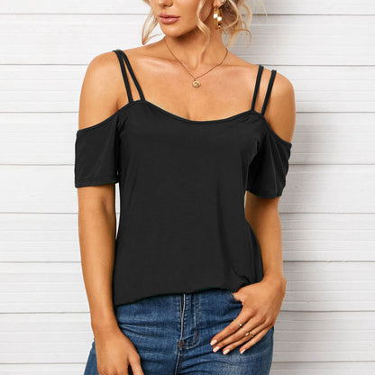 Sling Short Sleeve Off Shoulder Sexy Pullover Tops Wholesale Women'S T Shirts