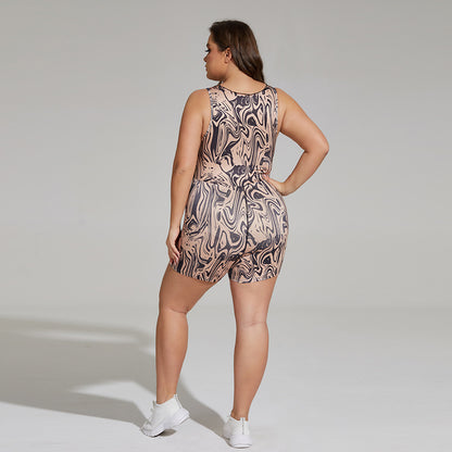 One-Piece Women Curvy Wokrout Rompers Wholesale Plus Size Clothing