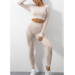 Seamless Knitted Breathable Tops Leggings Fitness Yoga Suits Wholesale Activewear Sets