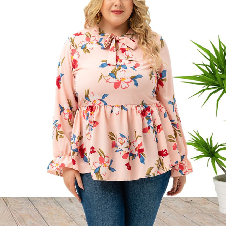 Plus Size Women Long Sleeve Printed Top Wholesale