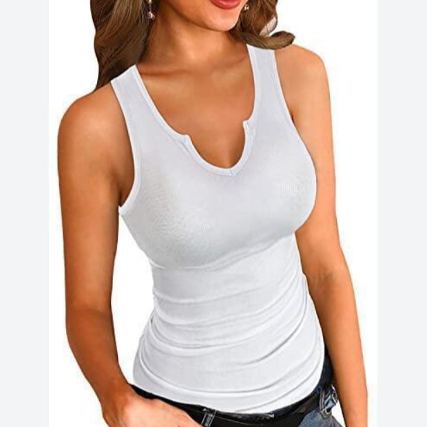 Solid Color Sleeveless V Neck Wholesale Tank Tops