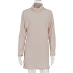 Long Sleeve Turtleneck Ribbed Knit Wholesale Casual Dresses For Women