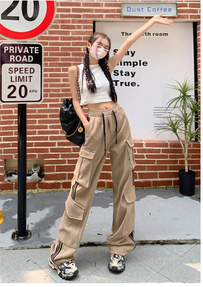 High-Waist Straight Drape Wide-Leg Overalls Wholesale Women Pants